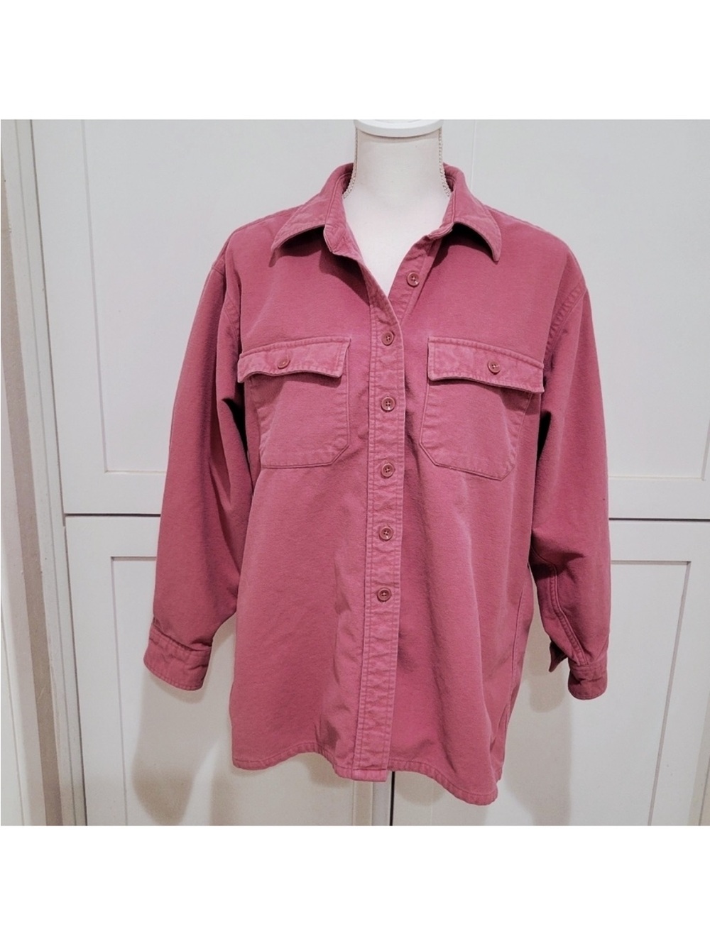 VTG LL Bean Dusty Pink Chamois Cloth Button-Up Shirt | Size 20